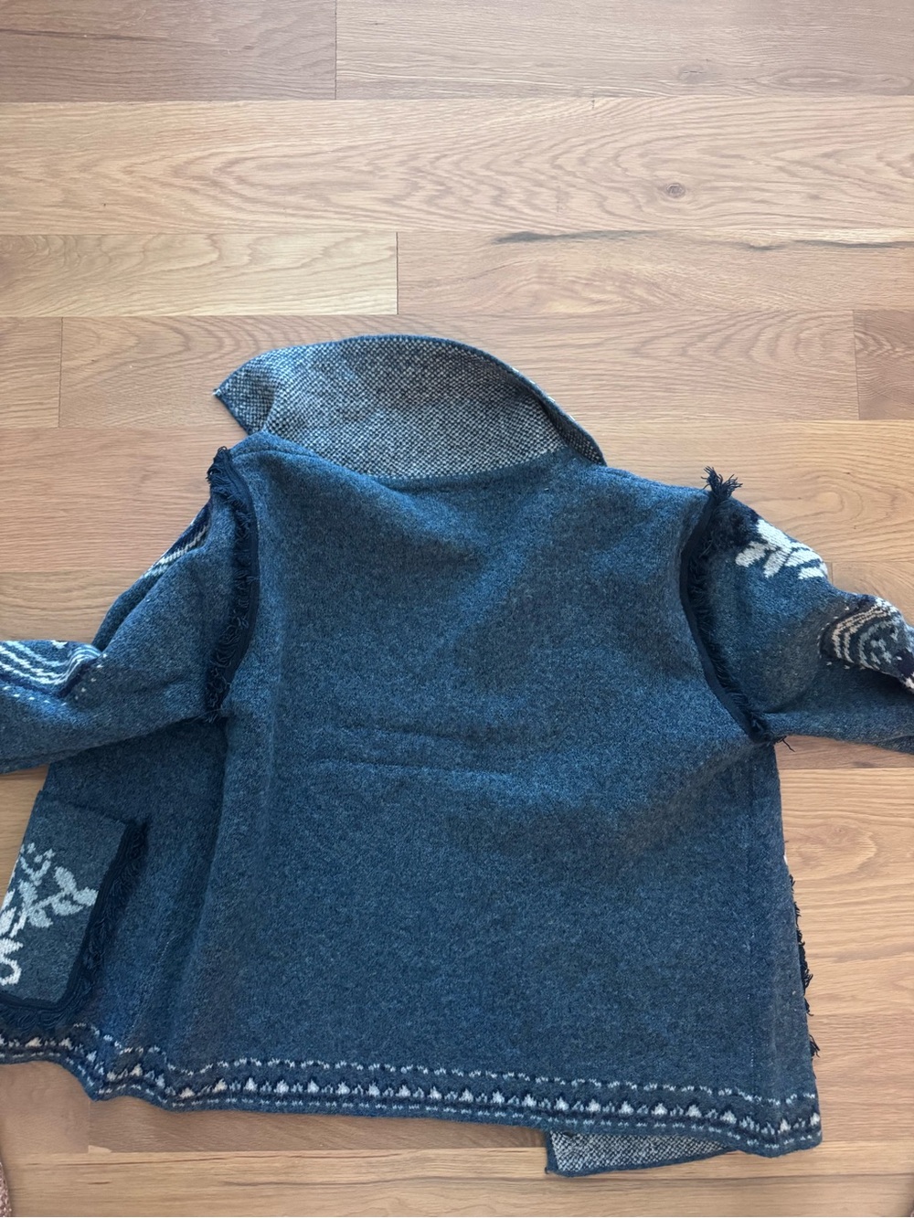 Blue bandana cardigan sweater jacket with fringe-- nwt - Picture 6 of 6